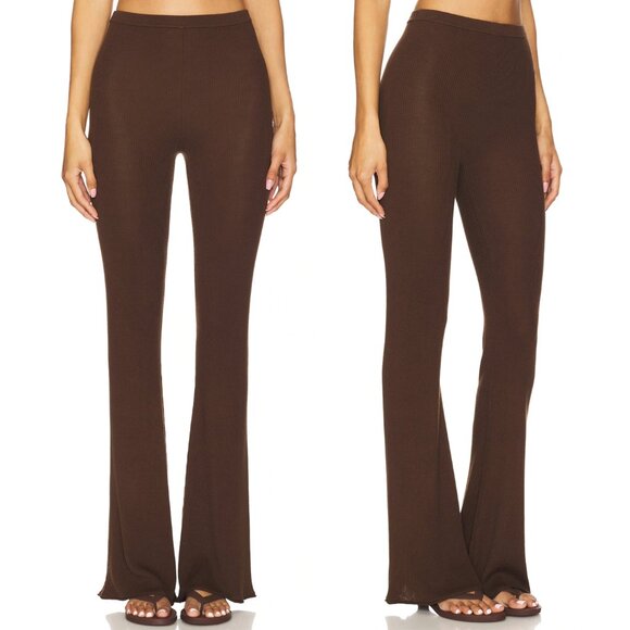 EAVES Bailee Rib Pant in Chocolate Brown Flare Small S - Picture 1 of 7